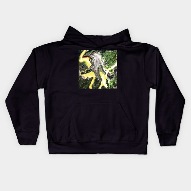 the wetland in a river of gold ecopop melt glitch painting art Kids Hoodie by jorge_lebeau